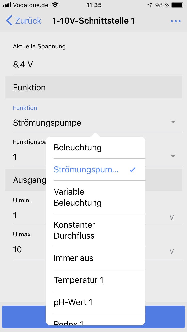 1-10 V Schnittstelle Funktion zuorden