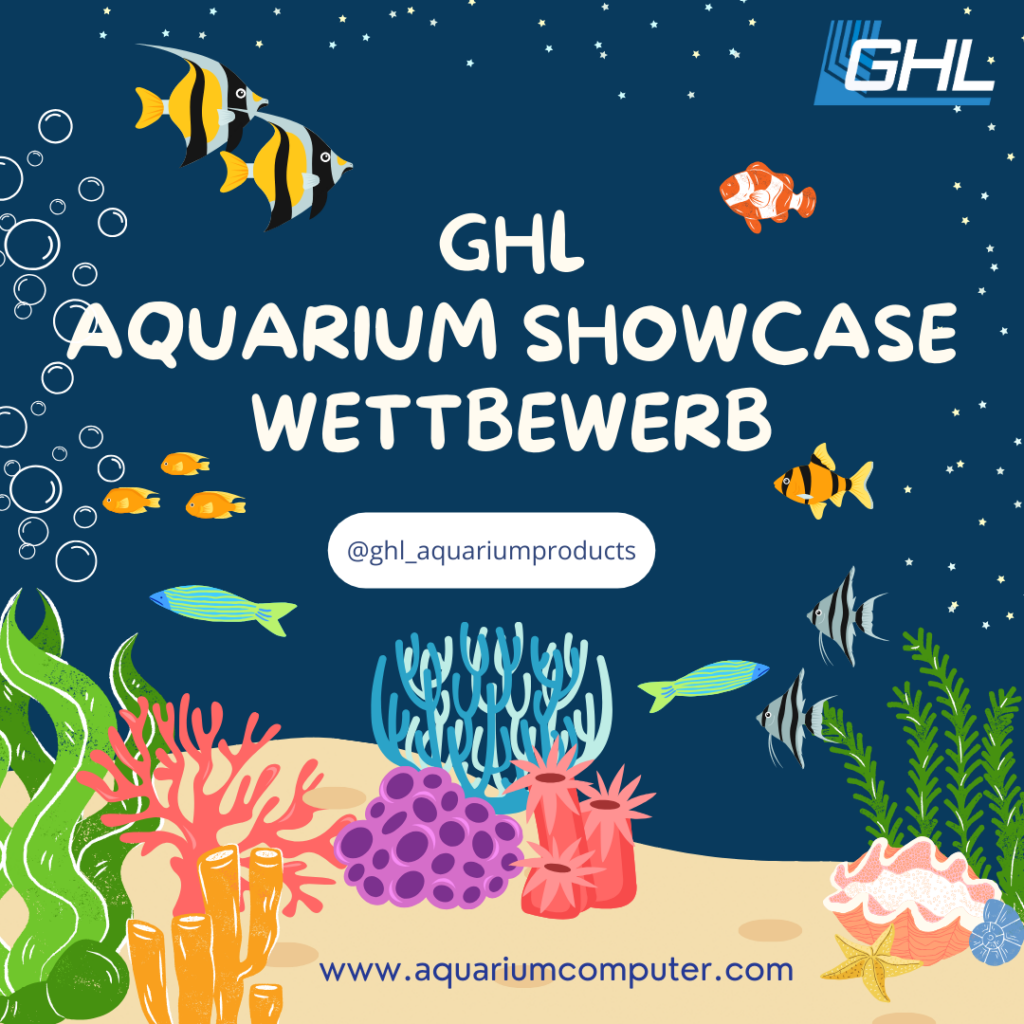 Stilisierte Grafik mit Salzwasser und Süßwasser Elementen für den GHL Aquarien Showcase Wettbewerb