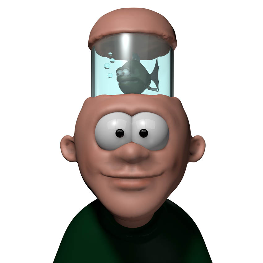 Man with aquarium in his head