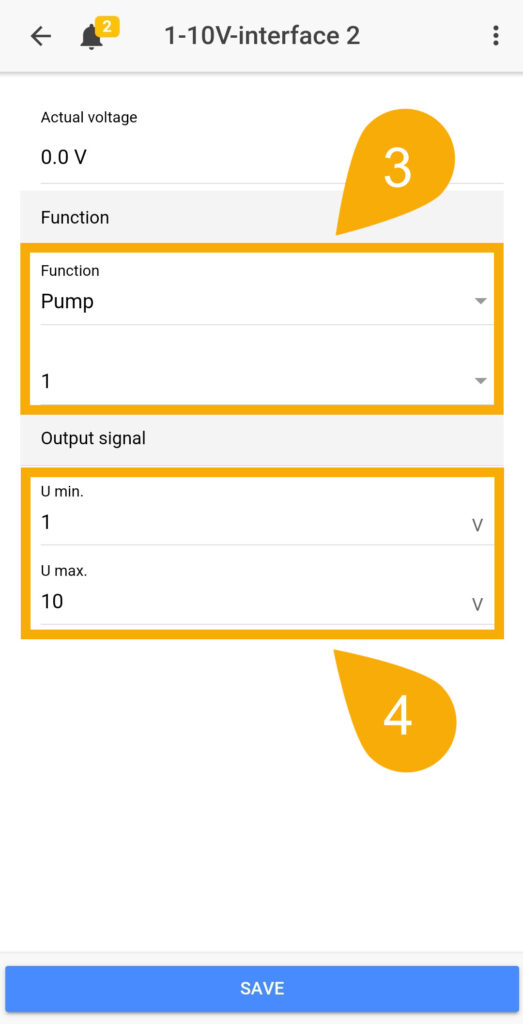 Assign pump to 1-10V interface 3