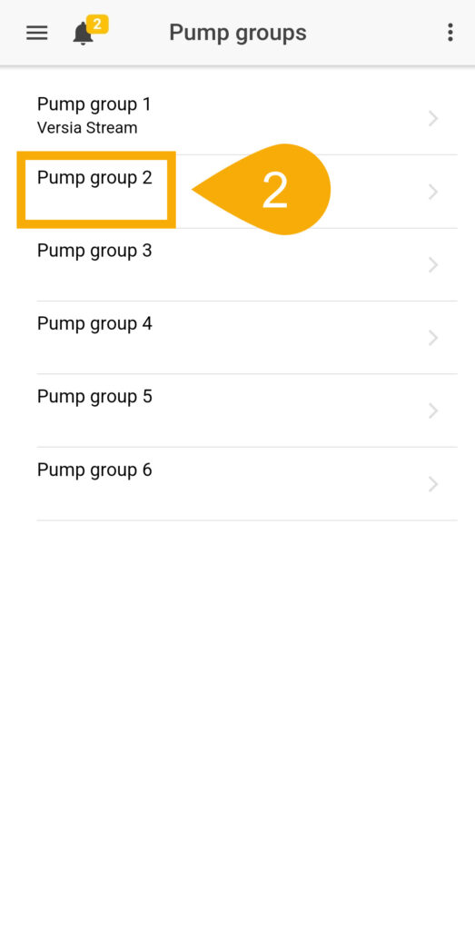 Assign to pump group 2