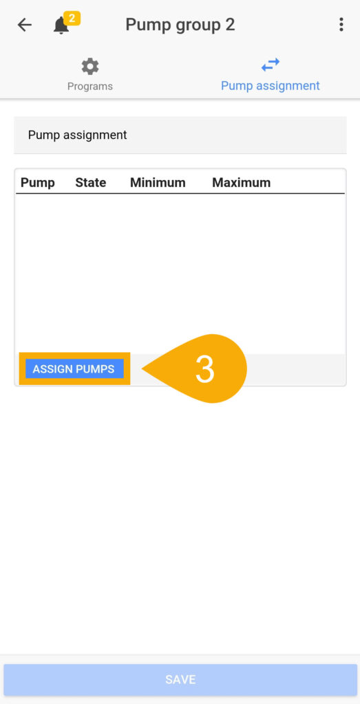 Assign to pump group 3