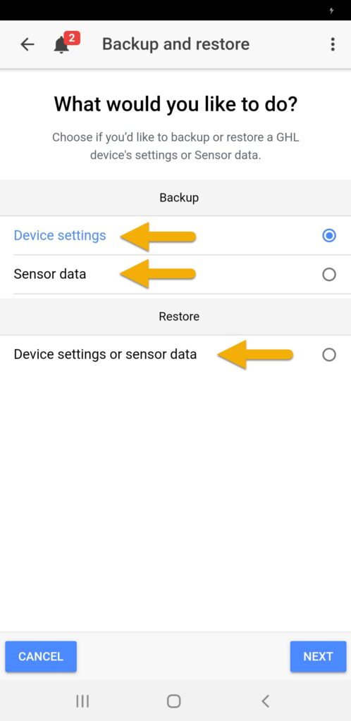 Backup restore settings 3