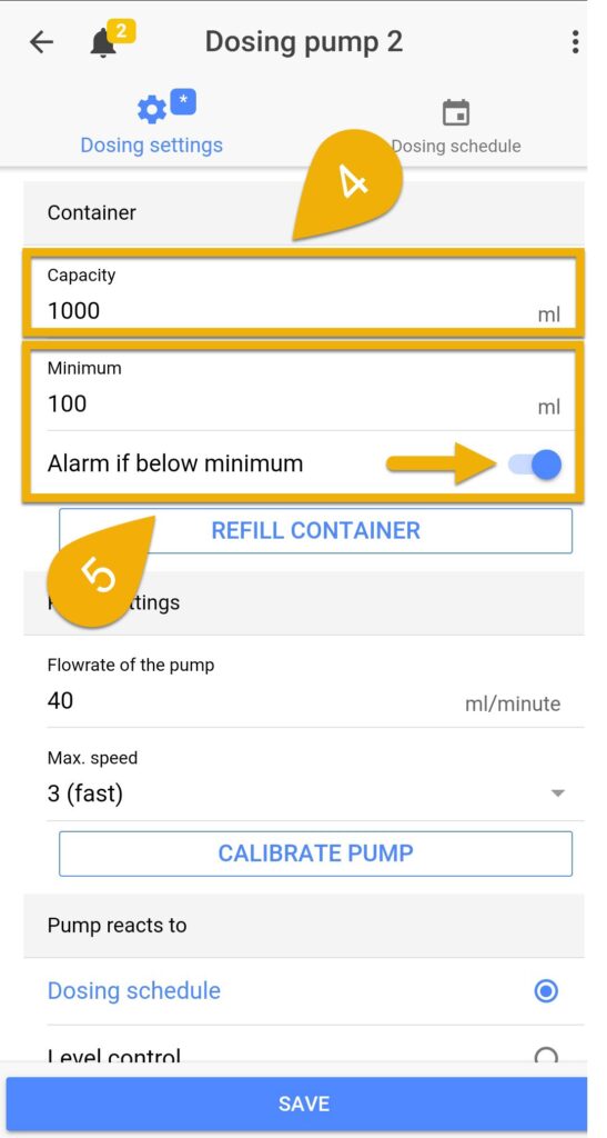 Setup pump settings 3 - reagent