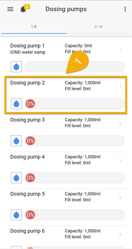 Setup pump settings 1 - IOND Ref A