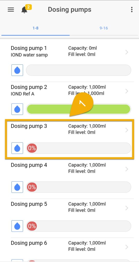 Setup pump settings 1 - IOND Ref B