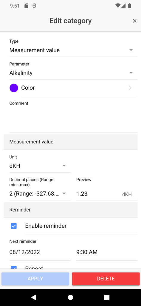 GHL_Doser_Logbook_Categories_Edit category