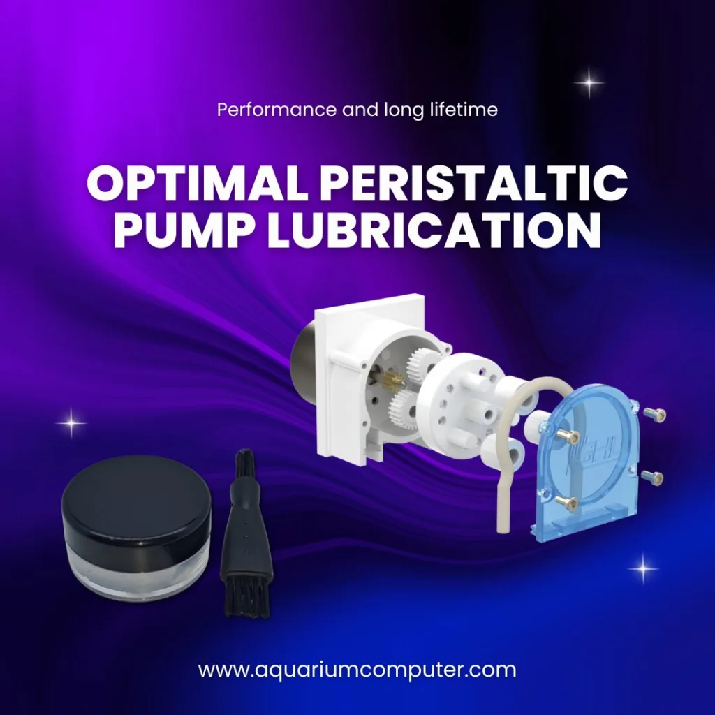 The GHL Doser 3 Peristaltic Pump, featuring a planetary gear, is designed for precise dosing and fluid handling. It operates by pressing a flexible tube with rotating rollers, ensuring smooth liquid movement. For optimal performance and longevity, lubrication of moving parts is essential, with a high-performance silicone paste recommended for its balanced viscosity and food-safe properties.