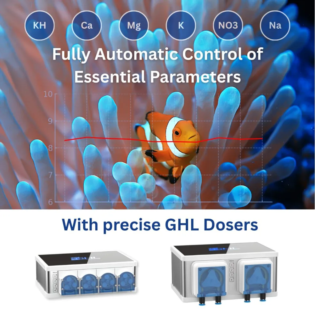 GHL Dosers offer fully automated, measurement-based dosage adjustments to maintain stable aquarium conditions. Utilizing data from GHL's Director devices, these dosers can automatically modify dosages, ensuring optimal stability. The system supports various control modes and precise settings, with connectivity options including WiFi for standalone units, enhancing user convenience and system integration.